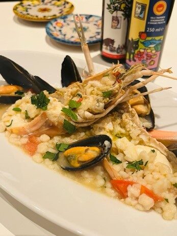 スカンピとムール貝のフレーグラ